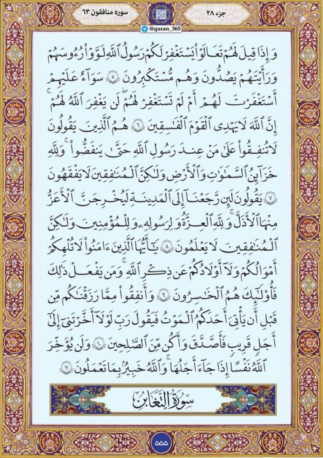 سه‌شنبه را با صفحه ۵۵۵ قرآن آغاز می‌کنیم